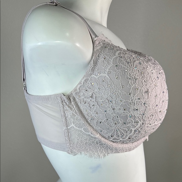 Victoria's Secret Gray Lace Dream Angels Lined Demi Underwire Bra 38DDD - Picture 4 of 12